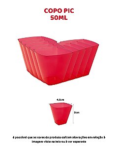 COPO PIC 50ml C/10UN - VERMELHO TRANSLÚCIDO