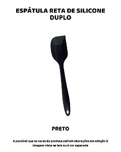 ESPÁTULA RETA DE SILICONE DUPLO - PRETO