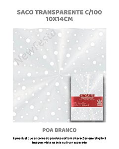SACO TRANSPARENTE 10x14cm C/100UN - POA BRANCO - CROMUS