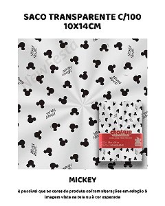 SACO TRANSPARENTE 10x14cm C/100UN - MICKEY - CROMUS
