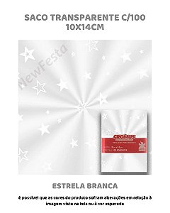 SACO TRANSPARENTE 10x14cm C/100UN - ESTRELA BRANCA - CROMUS
