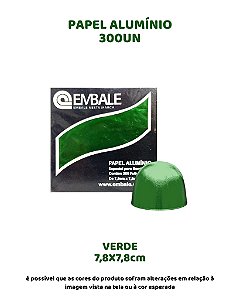 PAPEL ALUMINIO 7,8X7,8cm PARA TUFAS E BOMBONS C/300UN - VERDE