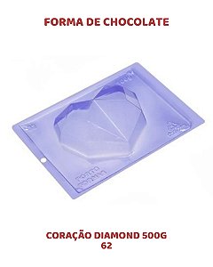 FORMA PARA CHOCOLATE TRÊS PARTES - CORAÇÃO DIAMOND 500g 62