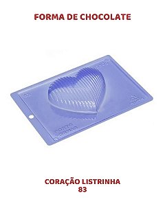 FORMA PARA CHOCOLATE TRÊS PARTES - CORAÇÃO LISTRINHA 83