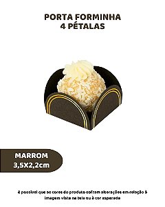 PORTA FORMINHA 4 PETÁLAS C/50UN - MARROM COM LINHA DOURADA - SULFORMAS