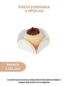 PORTA FORMINHA 4 PETÁLAS C/50UN - BRANCO COM DOURADO - SULFORMAS