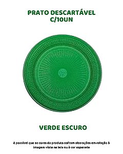 PRATO DESCARTÁVEL C/10UN - VERDE ESCURO - TRIK TRIK