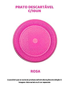 PRATO DESCARTÁVEL C/10UN - ROSA - TRIK TRIK