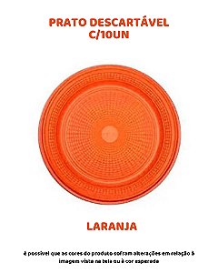 PRATO DESCARTÁVEL C/10UN - LARANJA - TRIK TRIK