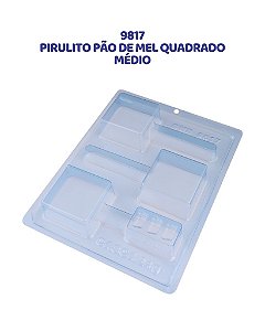 FORMA DE ACETATO 3 PARTES - PIRULITO PÃO DE MEL QUADRADO MÉDIO (9817) - BWB
