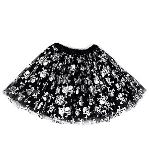SAIA DE TULE CAVEIRA PRATA - HALLOWEEN