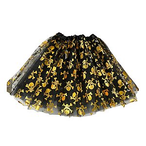 SAIA DE TULE CAVEIRA DOURADA - HALLOWEEN
