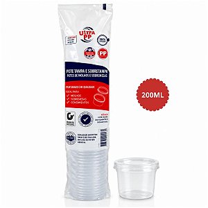 KIT POTE REDONDO COM TAMPA 200ML C/25 - ULTRA