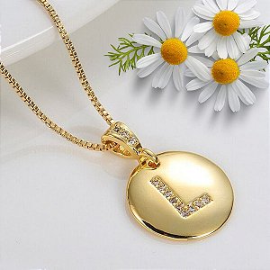 Colar medalha com letra