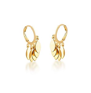 Brinco Argolas com Medalhas Banho Ouro 18k