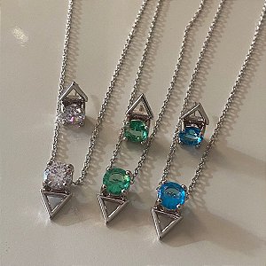 Conjunto  de Colar e Brinco de Zircônias