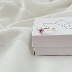 Anel coração rosa