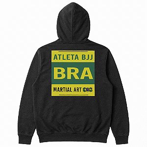 MOLETOM CANGURU COM CAPUZ ATLETA BJJ JIU JITSU - PRETO ESTONADO