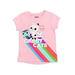Gabby's Dollhouse Camiseta rosa personagens - TAMANHO 04
