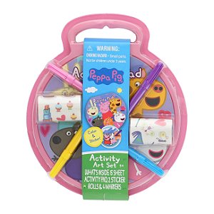 Kit Pepa Pig 15 folhas De Colorir Adesivos Canetinhas