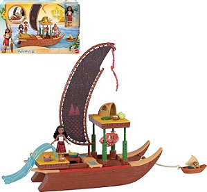 Moana 2 - Conjunto de Brinquedo Barco de Aventuras com Mini Boneca e Acessórios