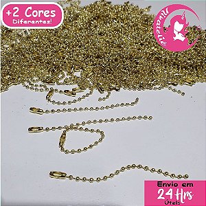 Corrente De Bolinha Com Fecho Canoa de 8cm - 50 peças
