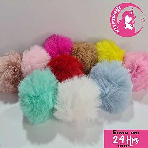 4 Pingentes Pompom 70mm Pelúcia Com Elástico!