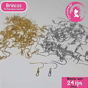Anzol Para Brinco em Latão (Não Enferruja) - Dourado/Prata - X mm - 50 unidades