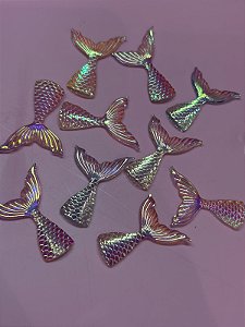Aplique Calda Sereia Irisada 40x26mm
