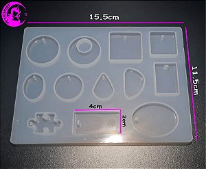 Molde de Silicone Brincos e Pingentes Circulares
