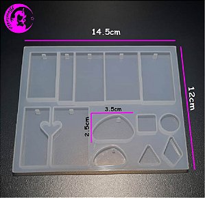Molde de Silicone Chaveiros e Pingentes Retangulares