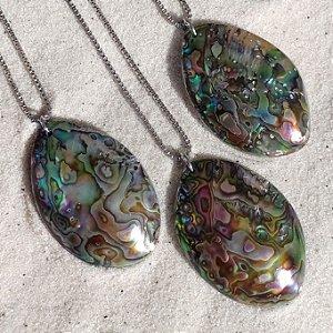 COLAR MARÉ - DOUBLE FACE - AÇO INOXIDÁVEL - ABALONE E MADREPÉROLA