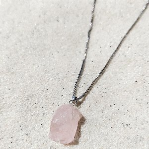 COLAR SLIM - AÇO INOXIDÁVEL - QUARTZO ROSA