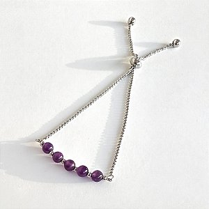 Pulseira Taípe - Aço Inoxidável - Ametista