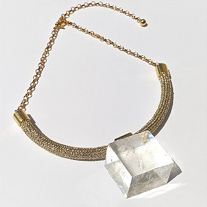 Colar Tokyo Shine - Dourado - Calcita Ótica Natural