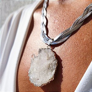 Colar Anne - Drusa de Cristal Natural