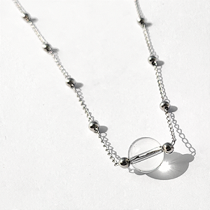 Colar Órbita - Aço Inoxidável - Cristal Natural