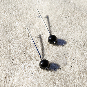 Brinco Slim - Aço inoxidável - Obsidiana Negra