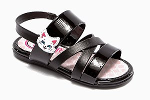 Sandália Infantil Feminina Verniz Premium Preto - Molekinha