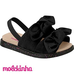 Sandália Infantil Feminina Camurça Flex Preto - Molekinha