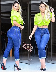 Calça Capri Feminina Barra Virada Moda Blogueira