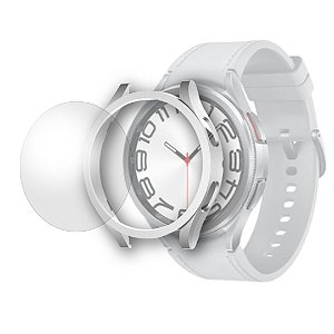 Kit Bumper + Película Fosca Para Galaxy Watch 6 Classic - Prata