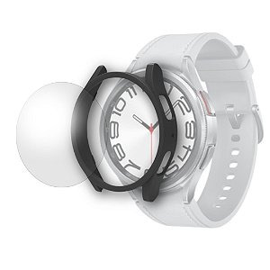 Kit Bumper + Película Fosca Para Galaxy Watch 6 Classic - Preto