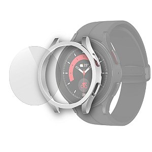 Kit Bumper + Película Hydrogel Para Galaxy Watch 5 Pro - Prata