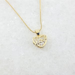 COLAR CORAÇÃO LOVE COM ZIRCONIA