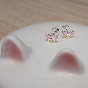 BRINCO INFANTIL BORBOLETA EM PRATA