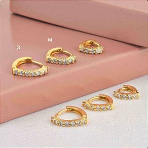 BRINCO ARGOLINHAS CRAVEJADAS INCOLORES