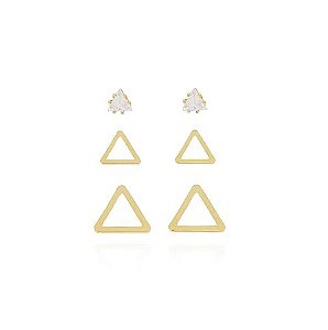 TRIO DE BRINCOS TRIÂNGULOS