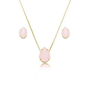 CONJUNTO GOTA ZIRCONIA ROSE