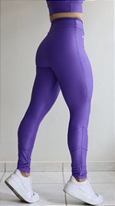 Legging Íris lilás canelada suplex de poliamida - PORLE